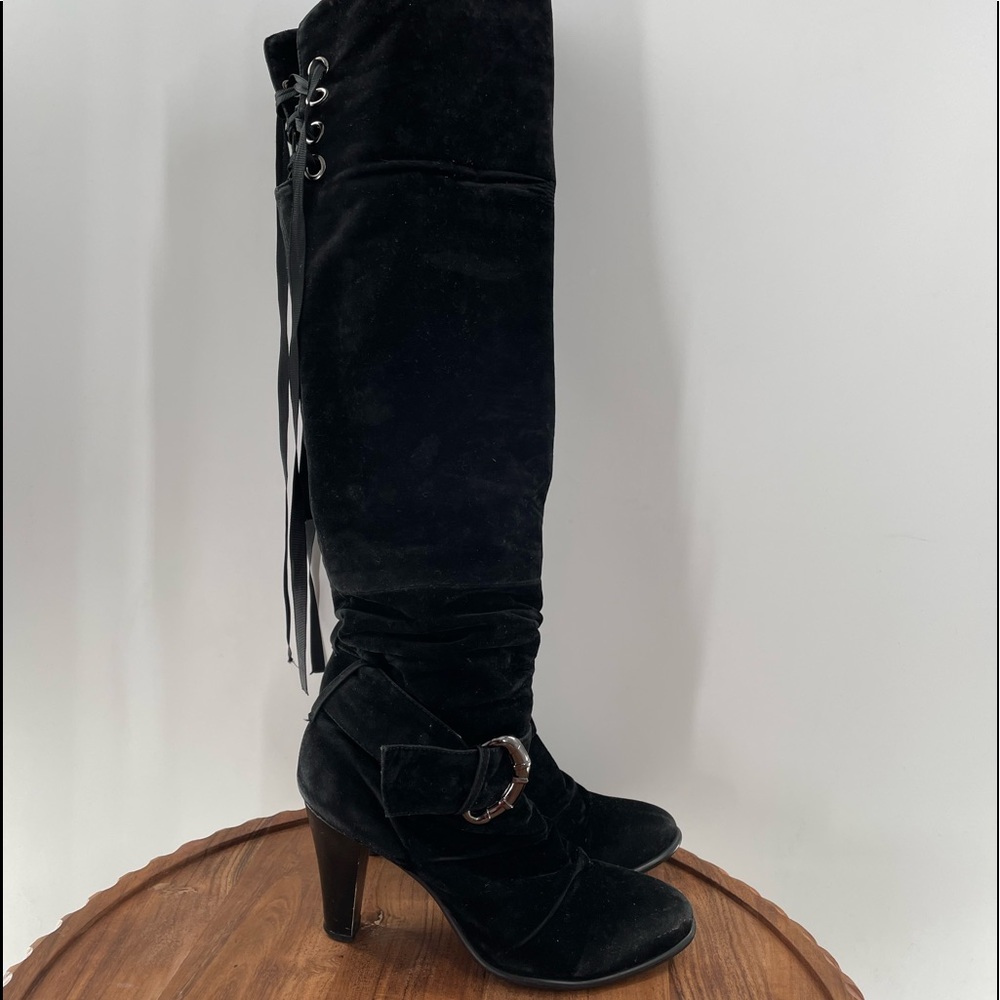 Midnight black over the knee boots